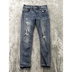 Express Crop Legging Mid Rise Stretch Distressed Jeans Womens Sz 0 Blue Walking